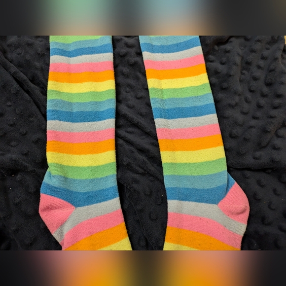 Washed not worn, rainbow thigh high socks perfect condition - Picture 3 of 5